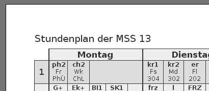 Tabelle - Im Druck