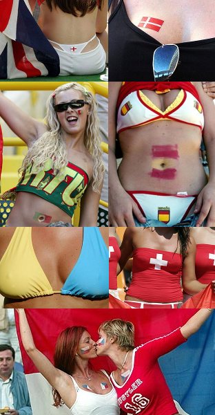 Collage: weibliche Fußballfans